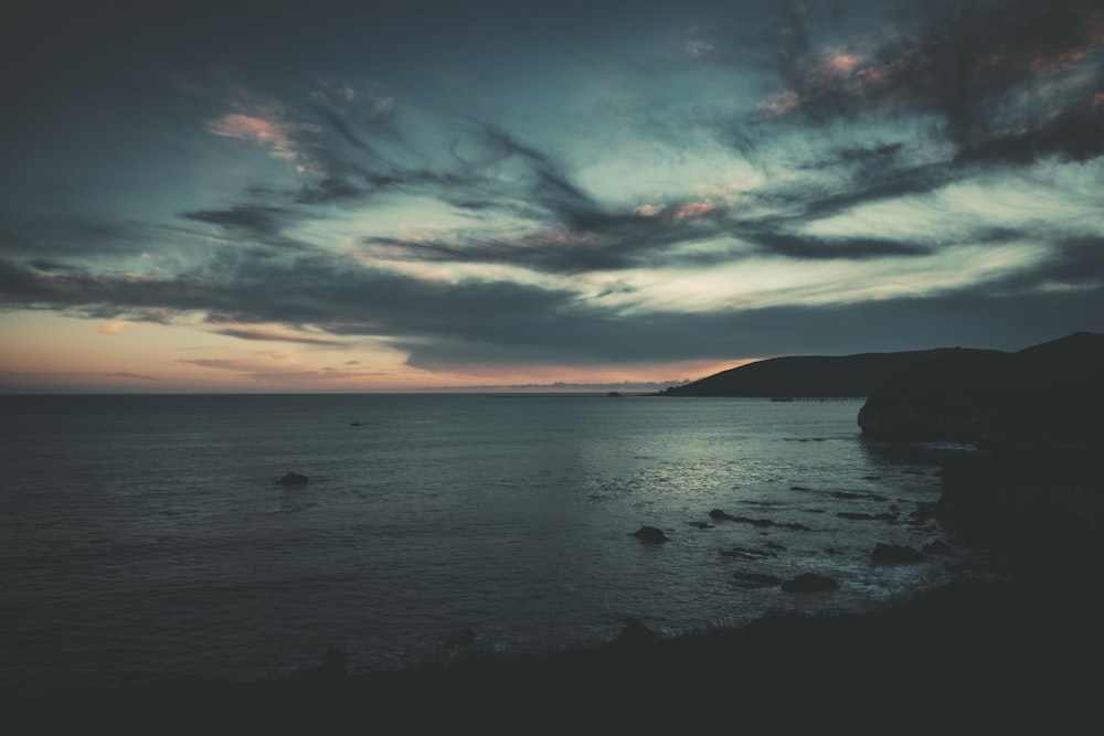 mountains towards shoreline