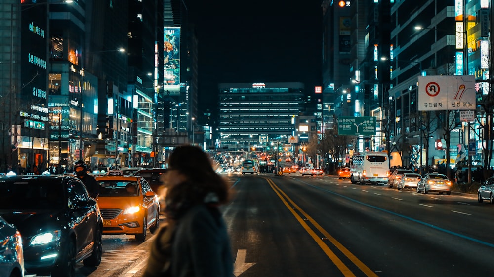 woman about to cross on the road