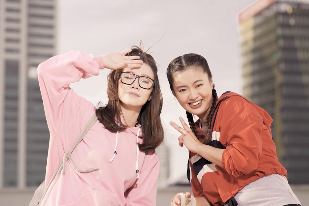 two women taking selfie outdoor