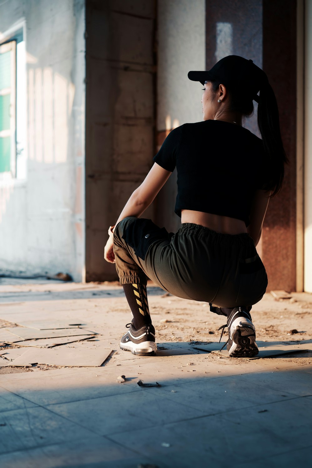 woman in a black gym clothes