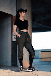 woman standing near open door