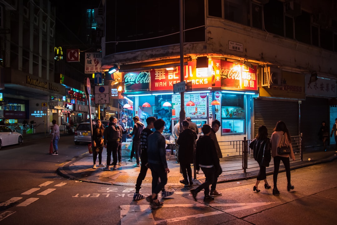 people walking on street, Late-night Vibes