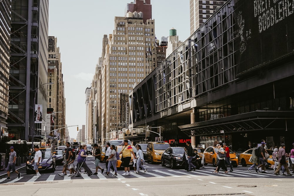 people crossing pedestrian lane