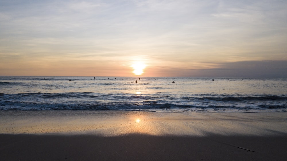 landscape view of a beach during sunset