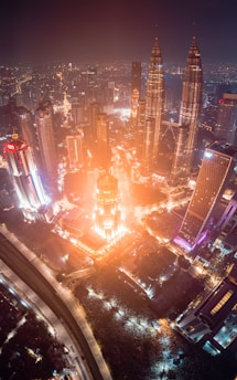 aerial photograph of city high-rise buildings
