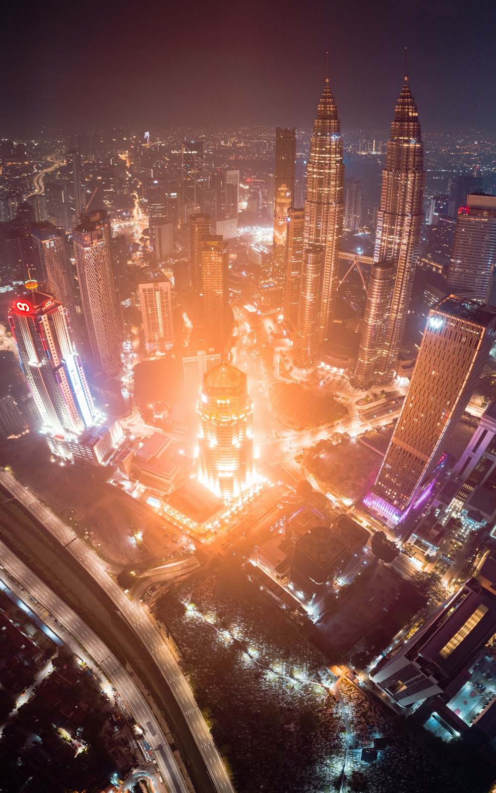 aerial photograph of city high-rise buildings