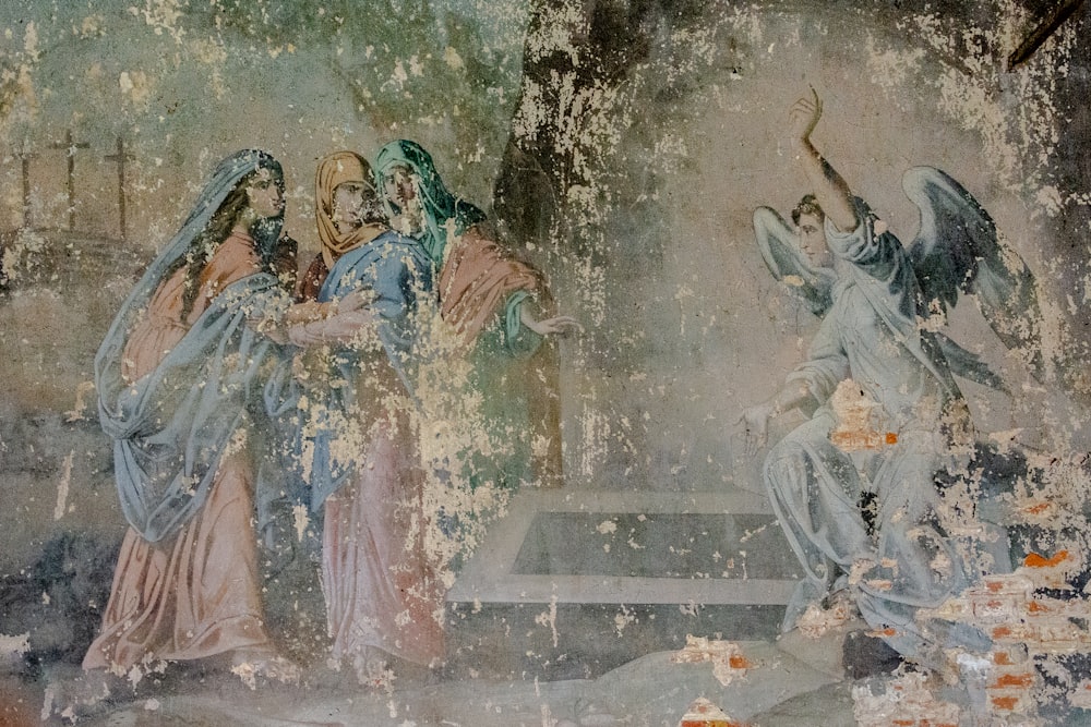 angel and three person painting