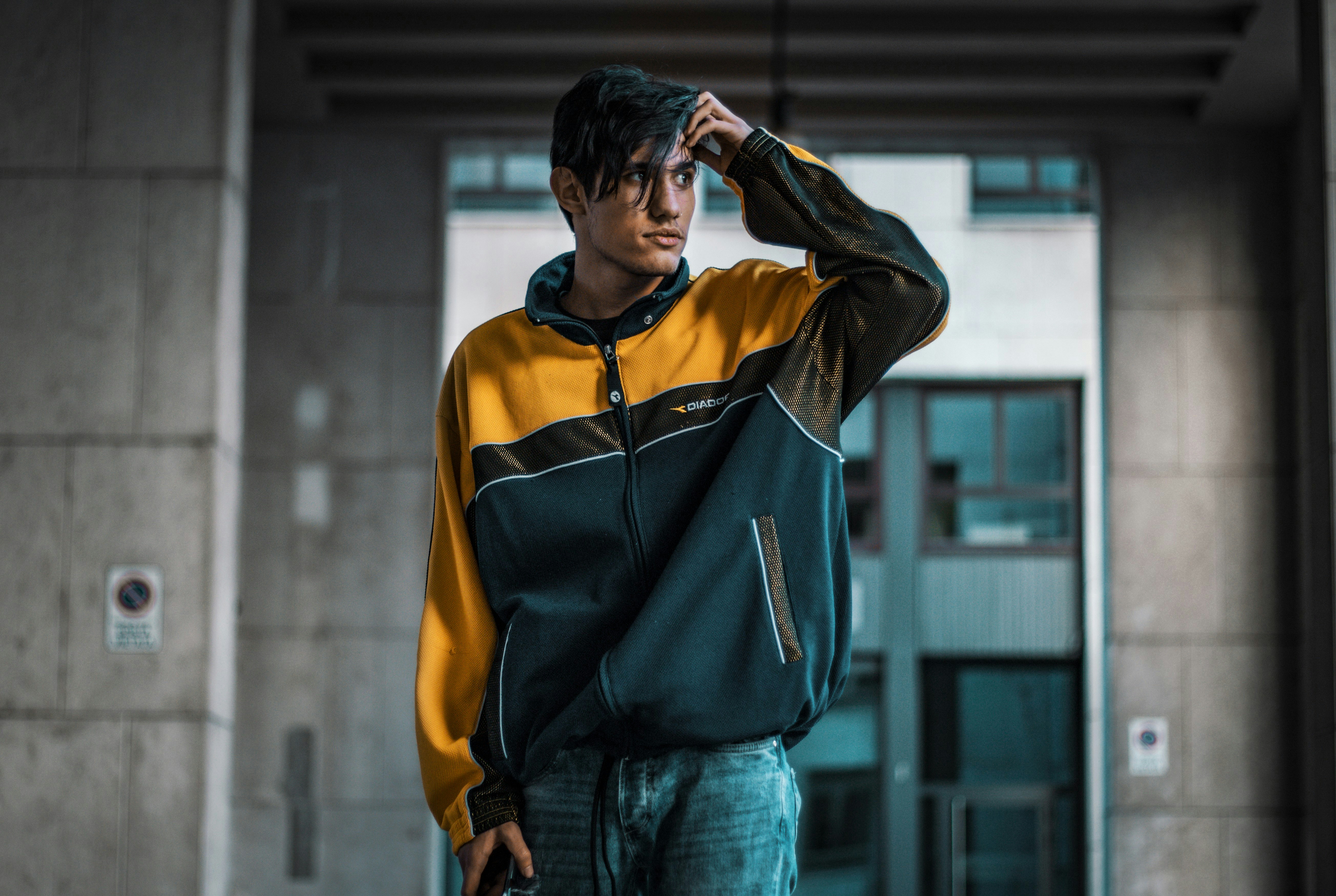 man holding his hair