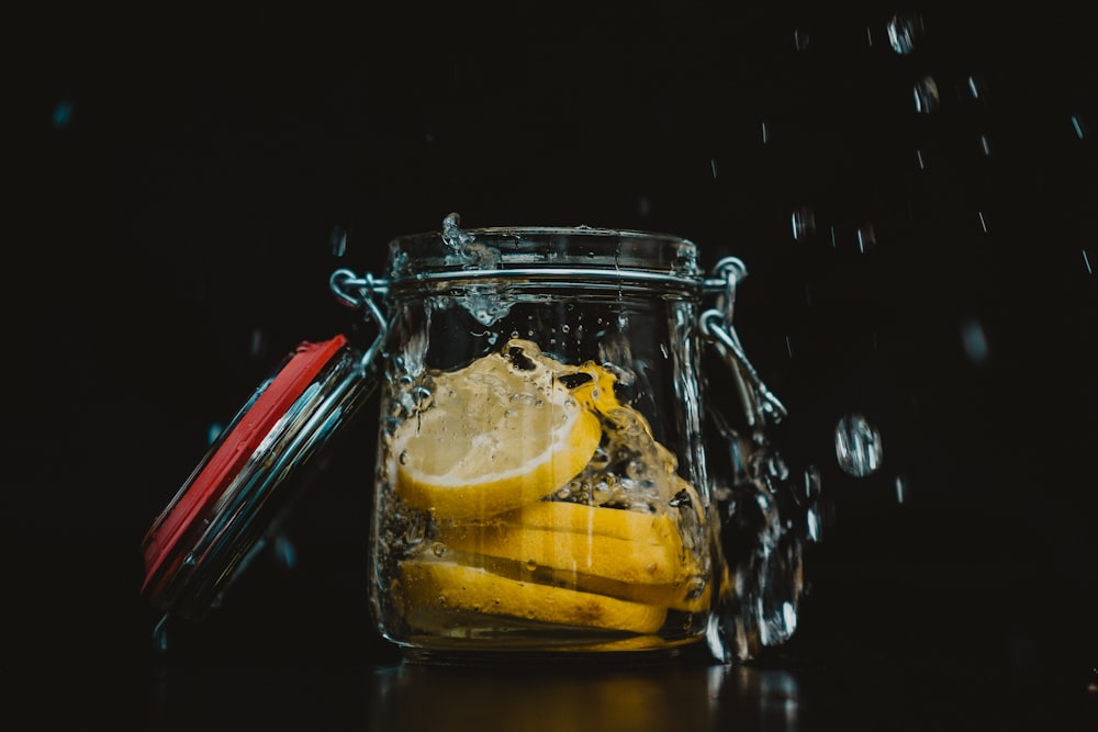 slices of lemon in jar