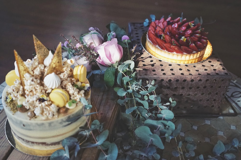 two cakes on table