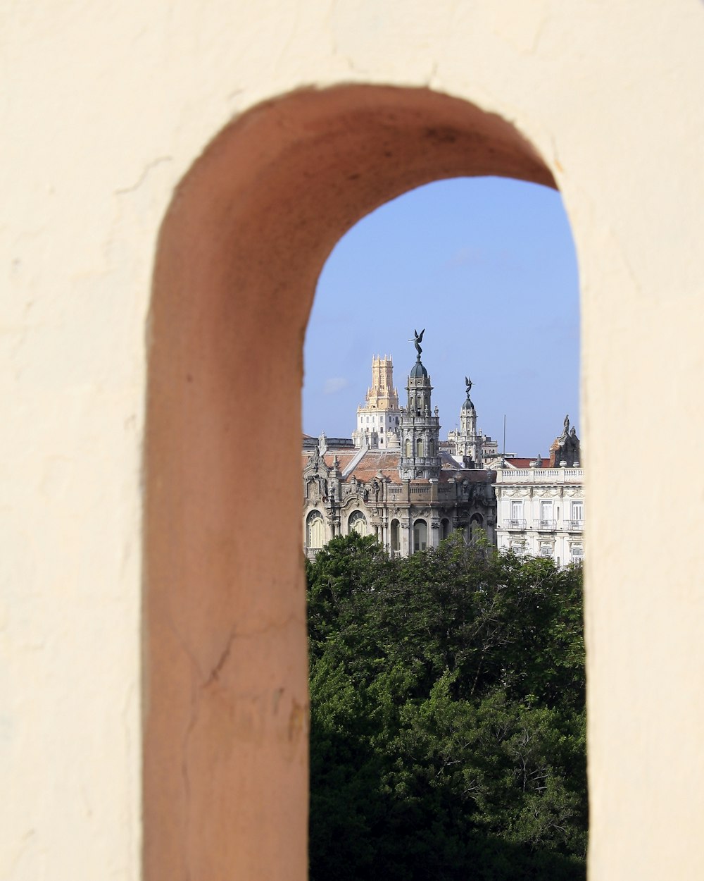 window through high-rise buildings