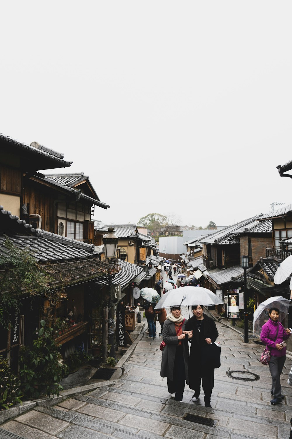 two women walking under umbrella