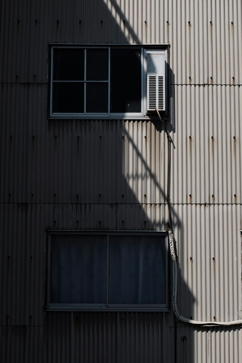 two windows from outside a building