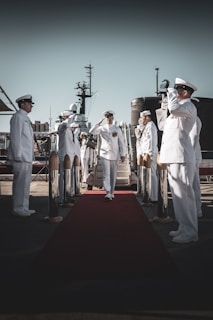 men standing while salute
