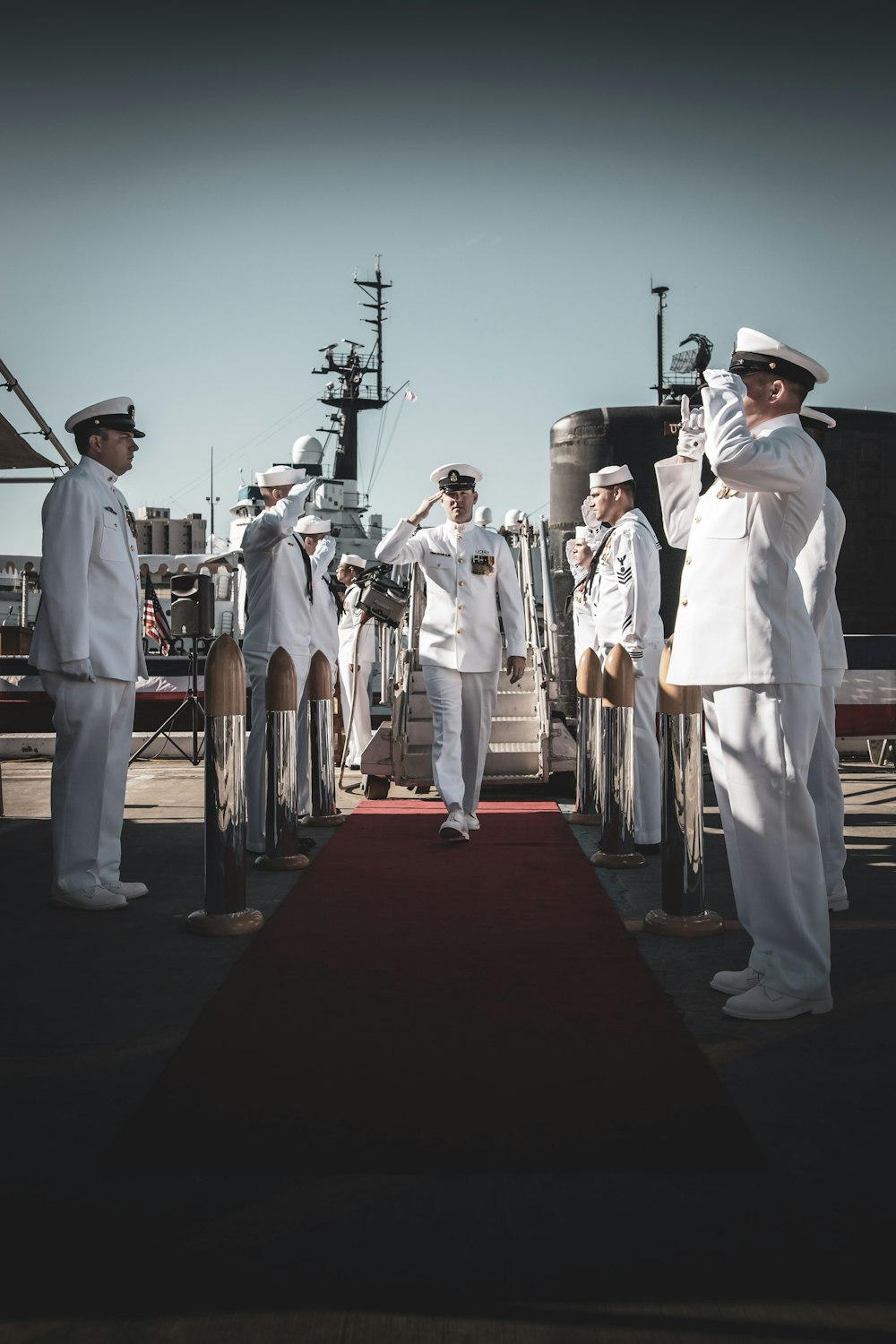 men standing while salute