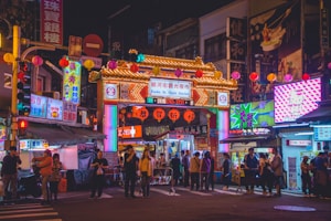 group of people on china town