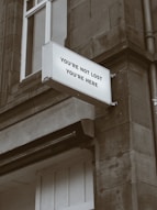 white and black signage