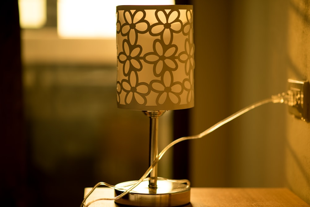 plugged table lamp
