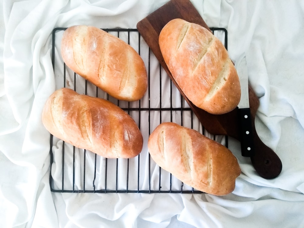 baked bun on black metal grill