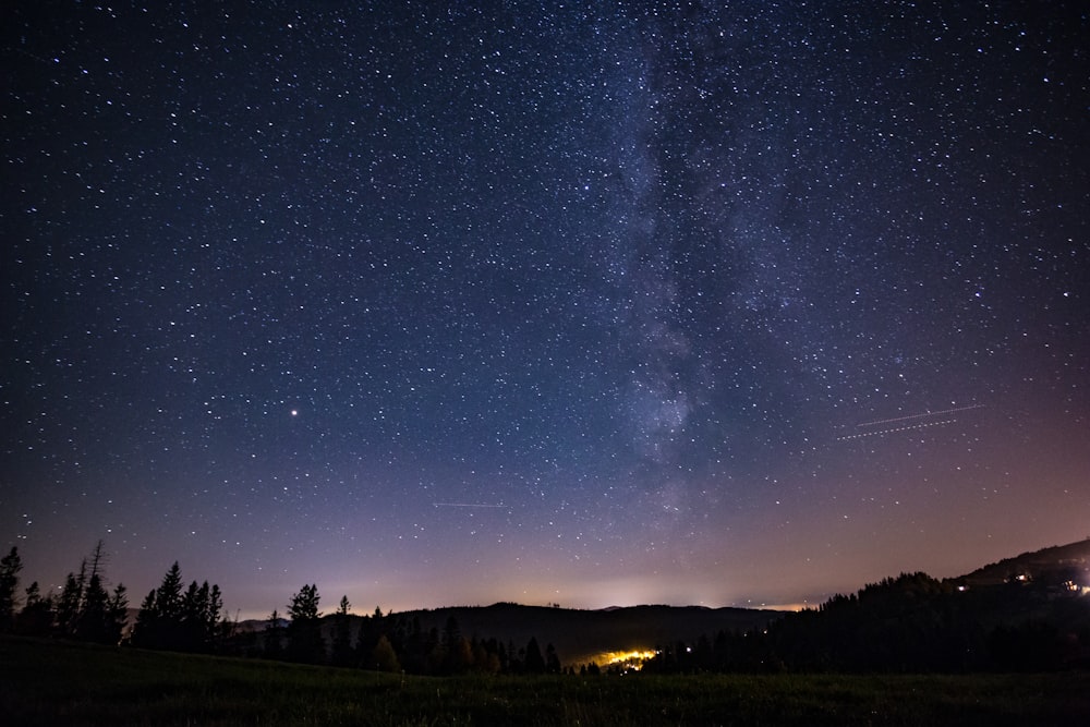 village under night sky