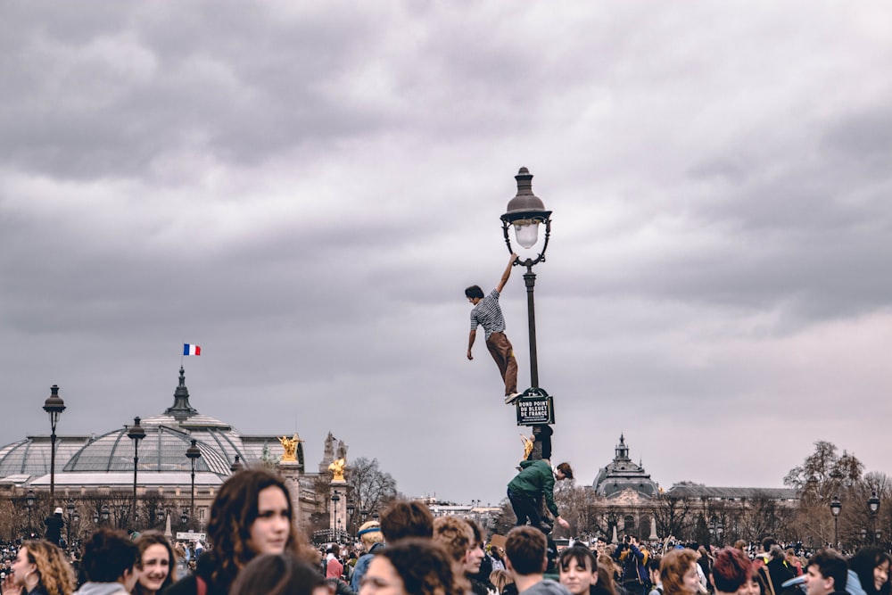 man on light tower