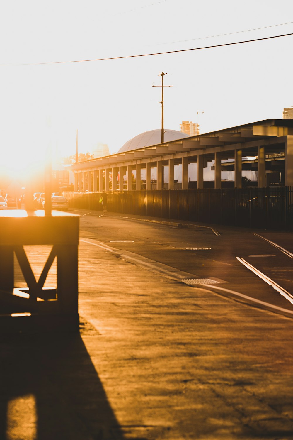 sun striking on road