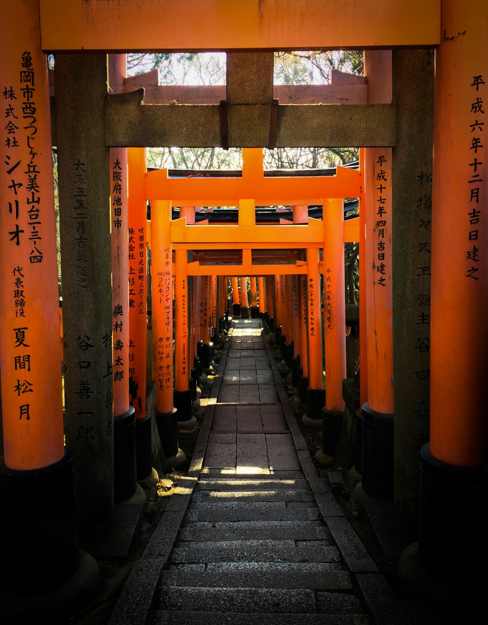 orange and gray concrete pillars