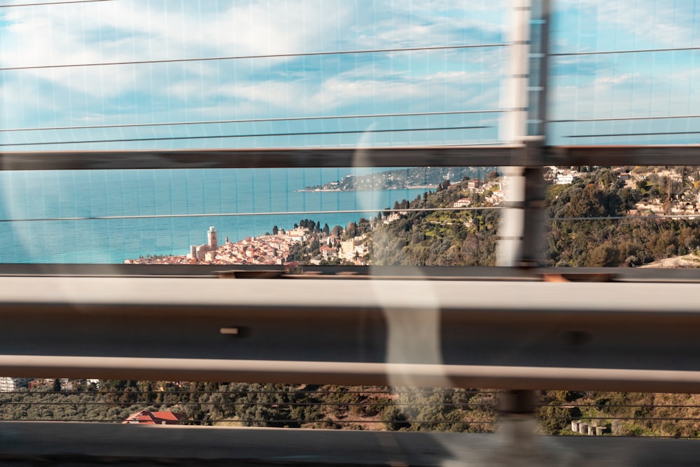 a view of a body of water from a bridge