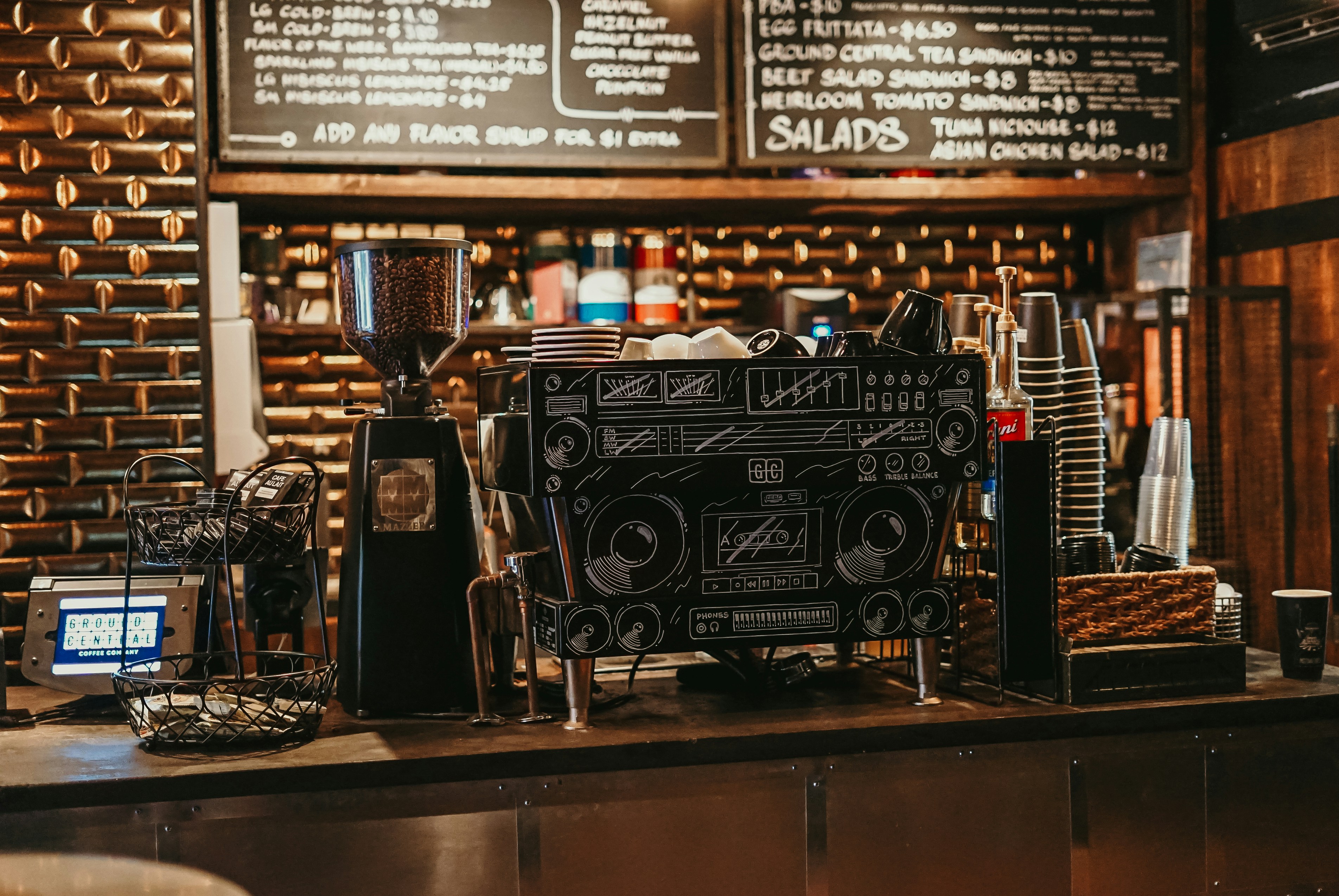 Black Coffee Maker With Disposable Cups On Desk Photo Free Pub