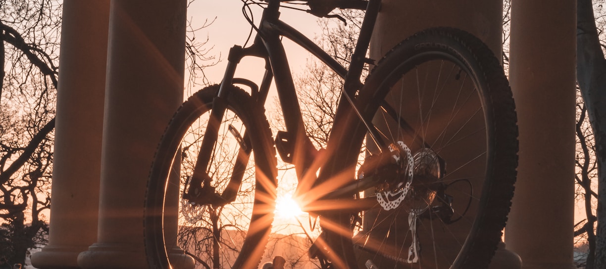 rigid bicycle under sunrays