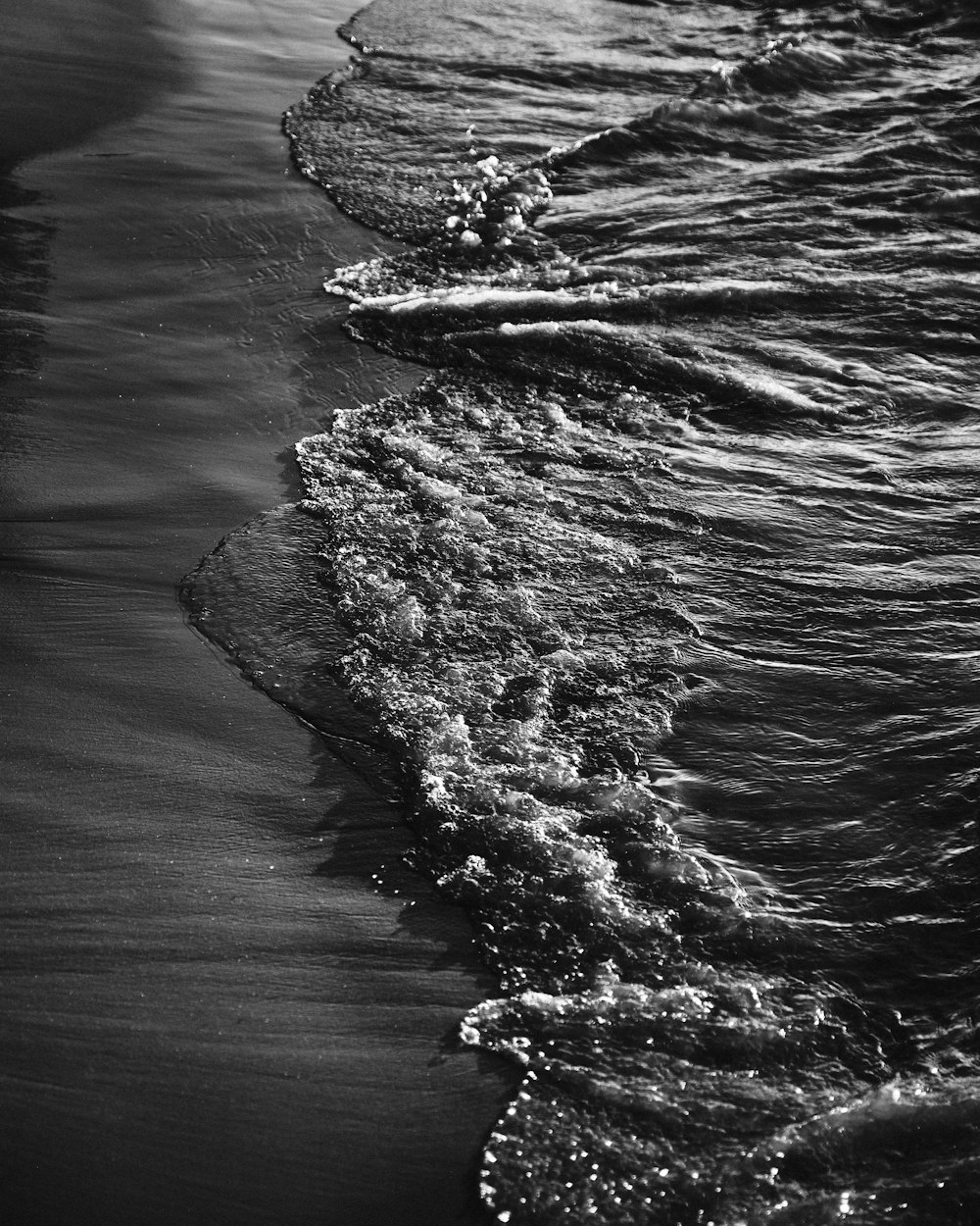 grayscale photography of ocean water