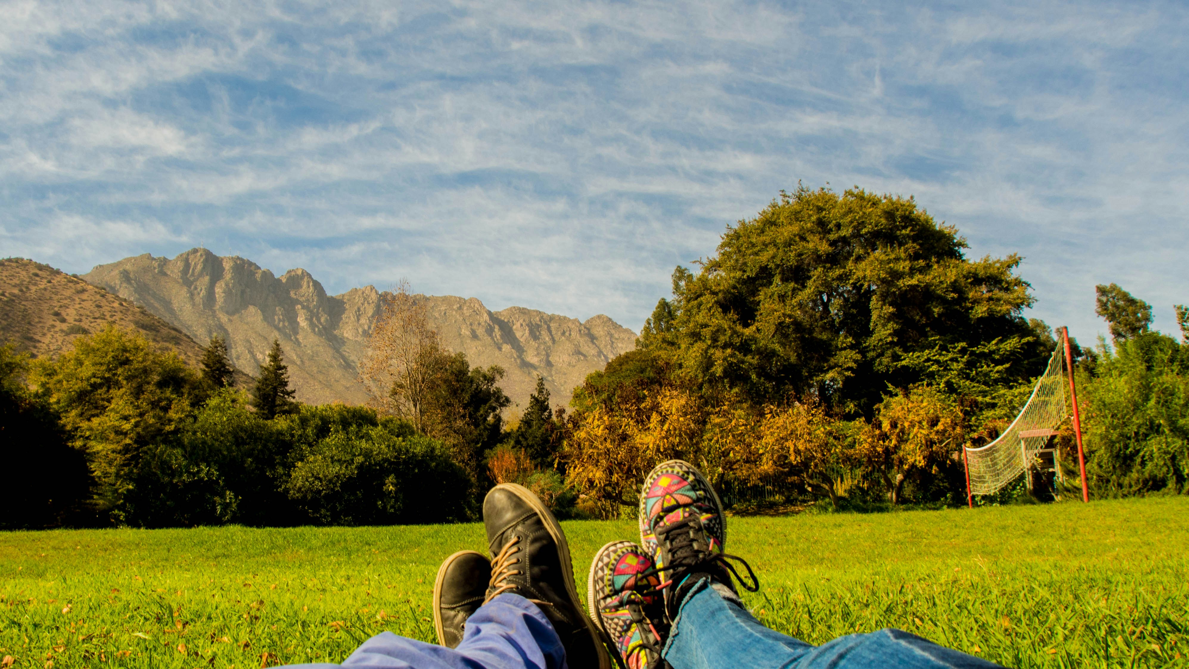 people lying on green grass during daytime
