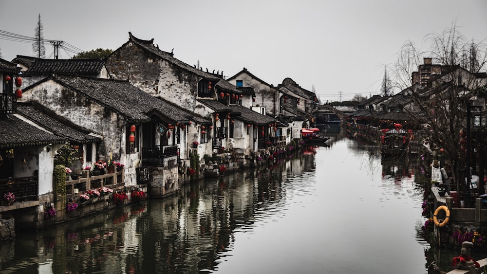 white and black house beside body of water