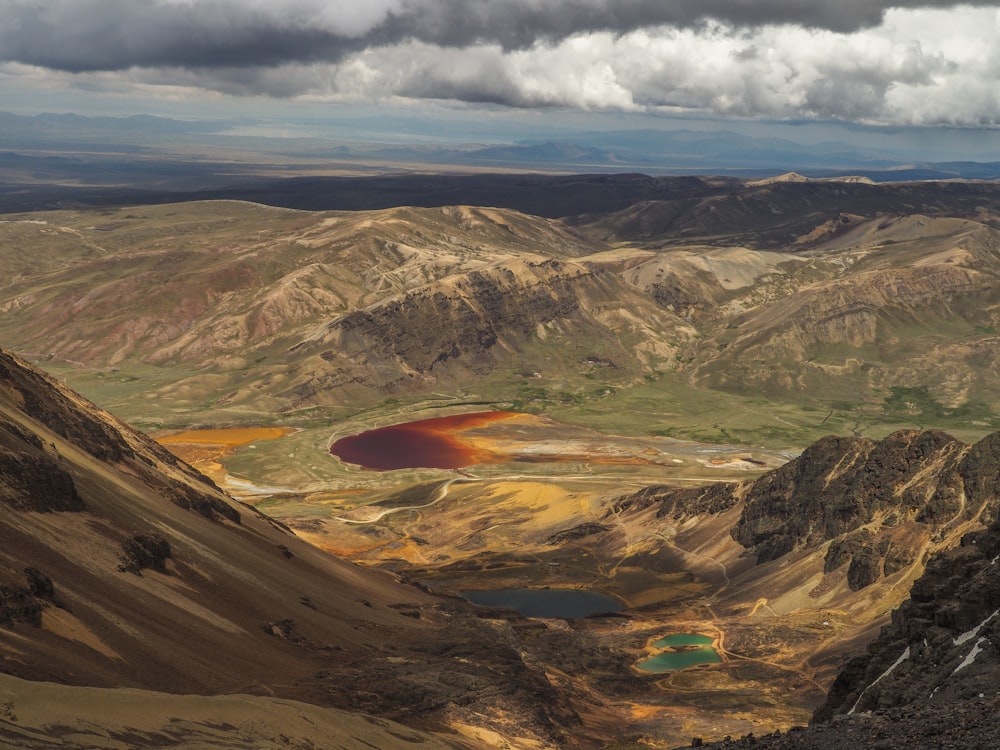 aerial photography of mountain and lake view