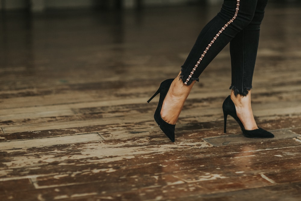women's black pointed-toe stiletto heels