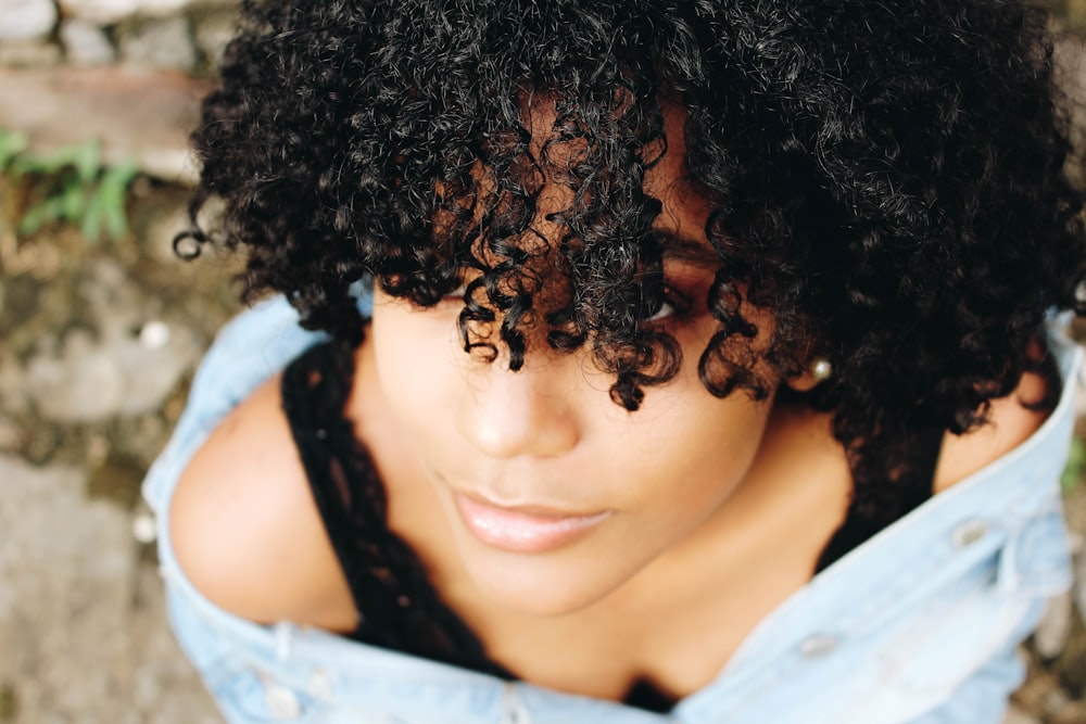 woman with curly hair protein treatments