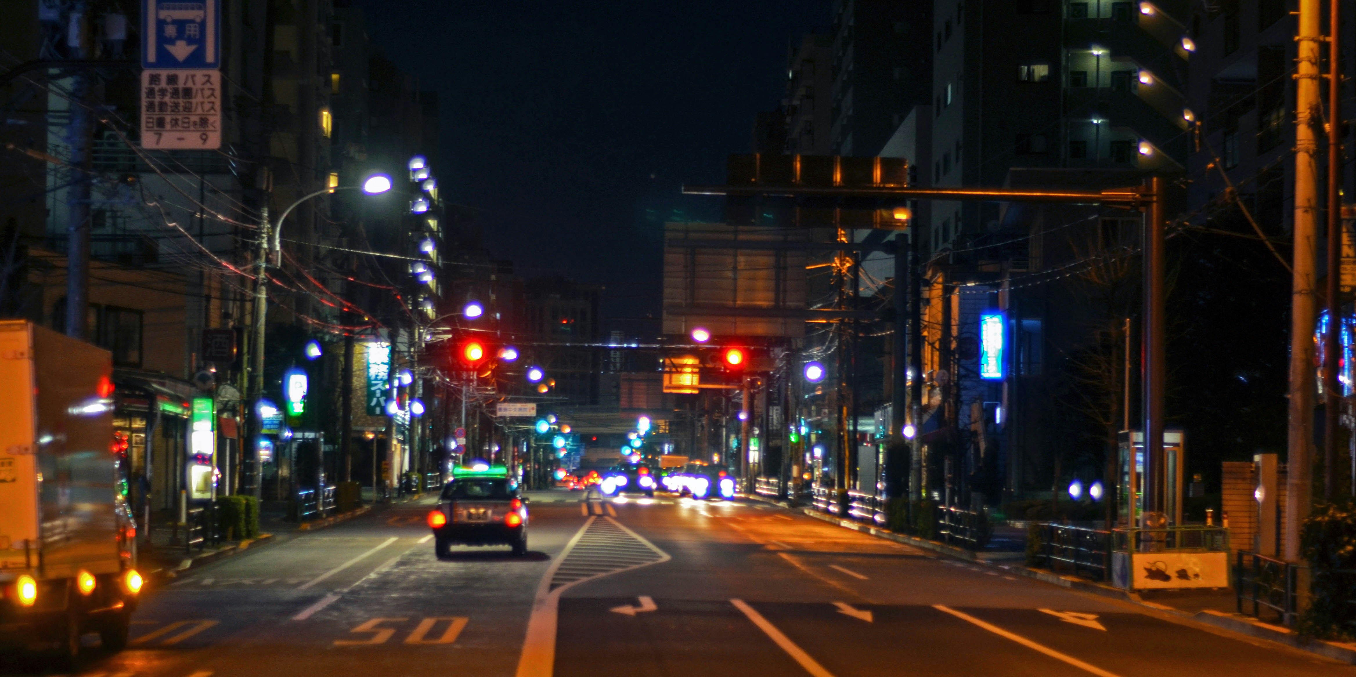 car in empty street, 