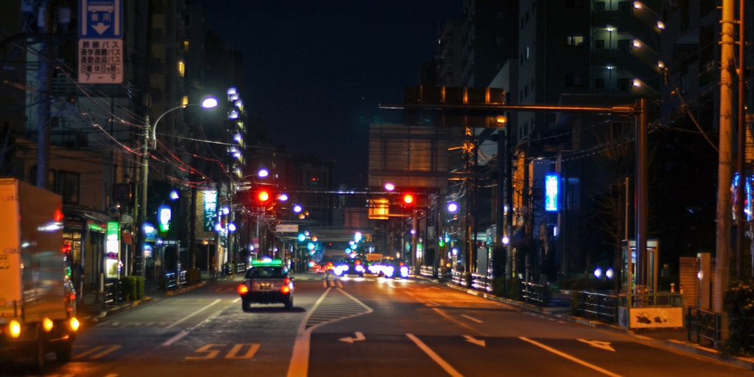 car in empty street,