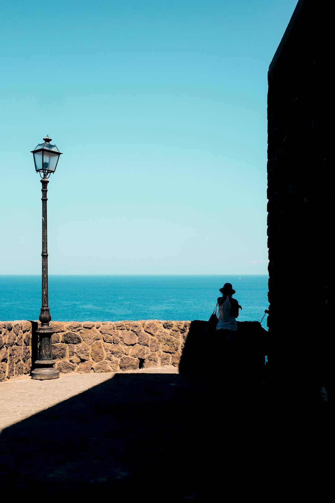 post lamp on corner of terrace