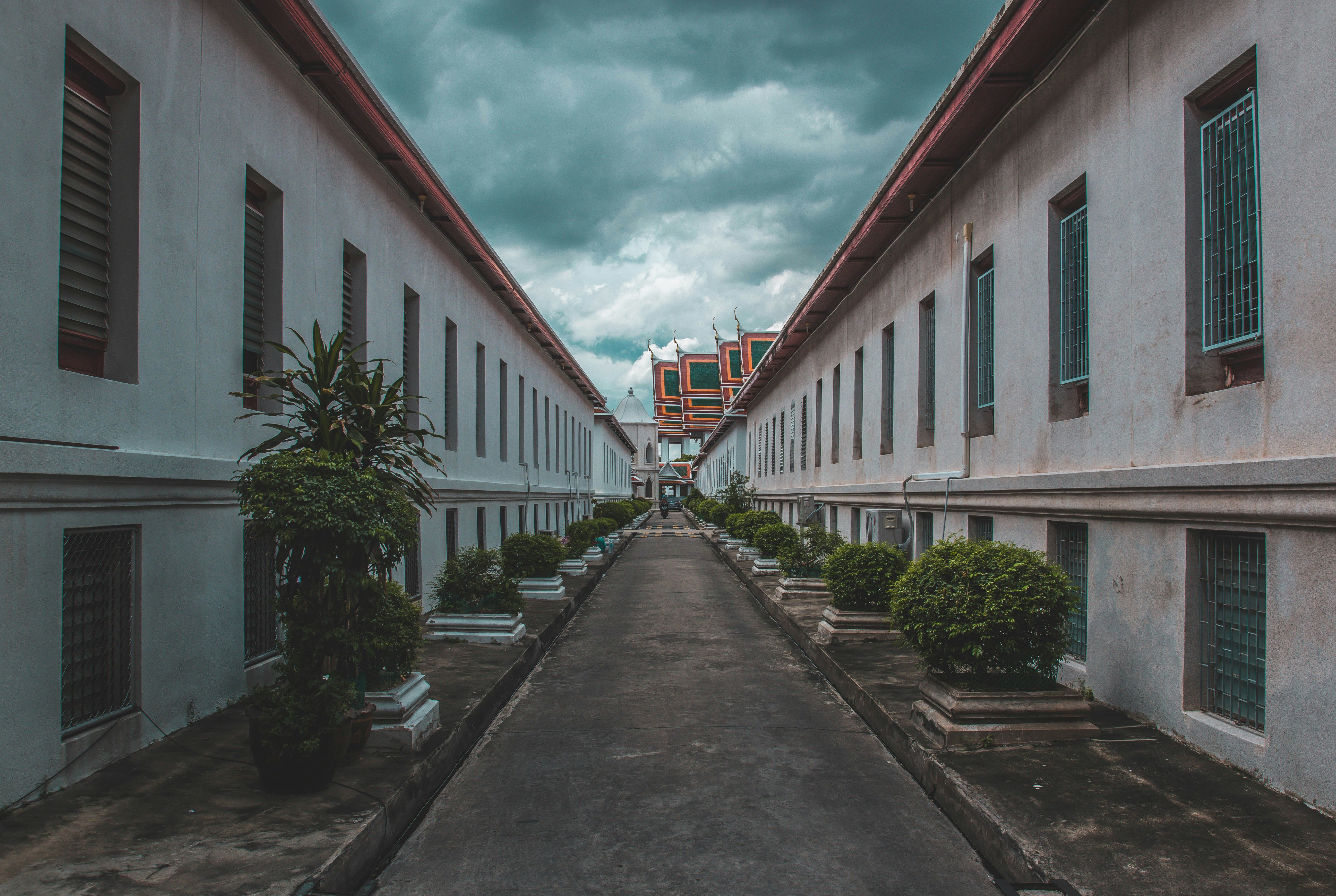 narrow pathway in between houses