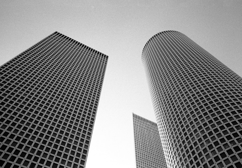 bottom view of curtain wall buildings