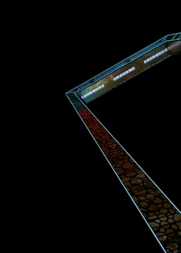 Macro texture of molecular structures illuminated with obsidian and gold highlights.