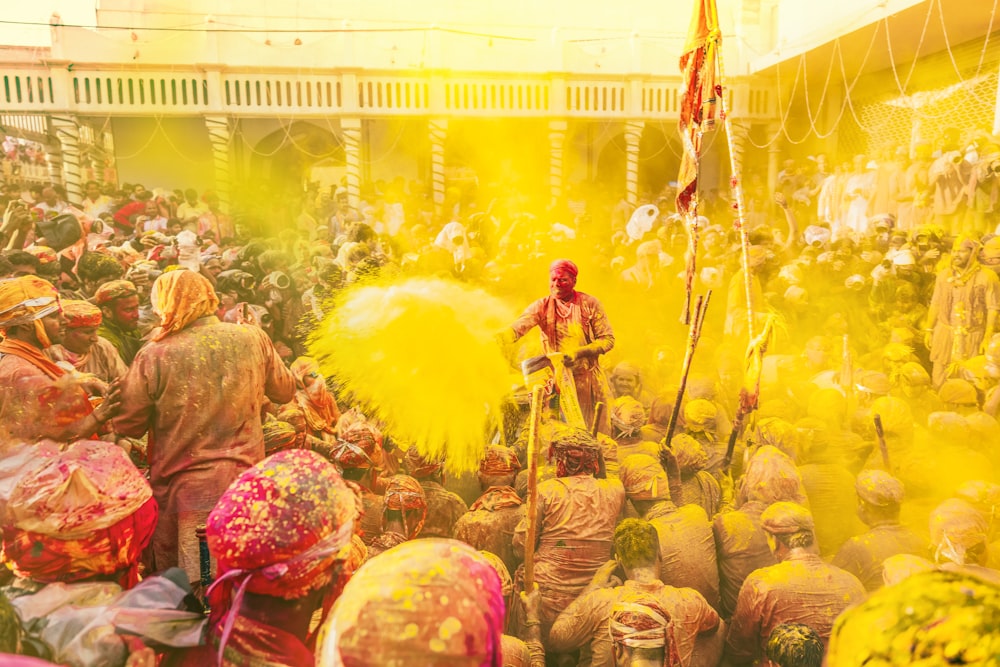 people and flag painting