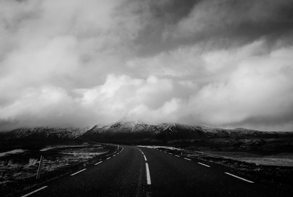 grayscale photo of road