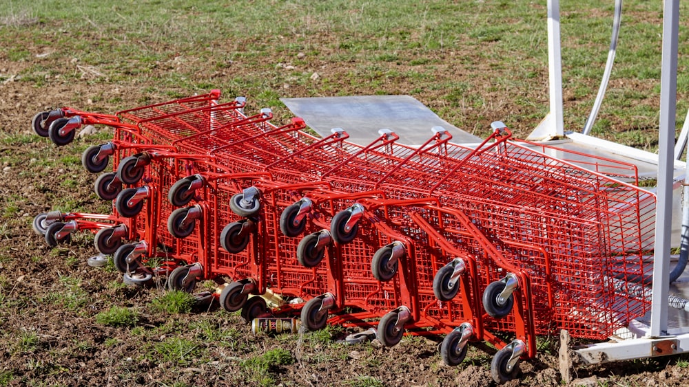 red shopping cart lot