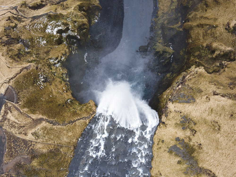 flat lay photography of waterfalls