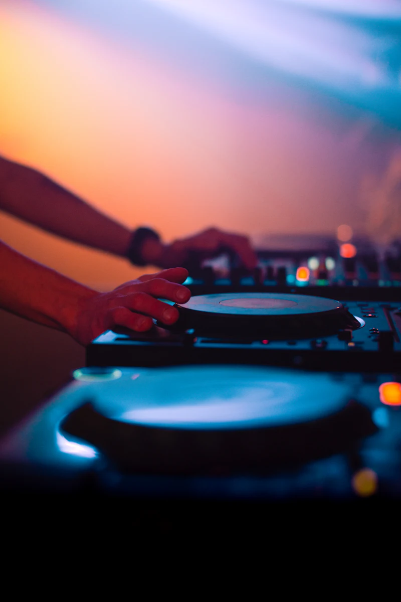 DJ controller under stage lighting