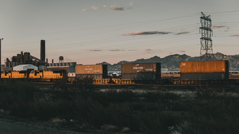 container vans on railroad