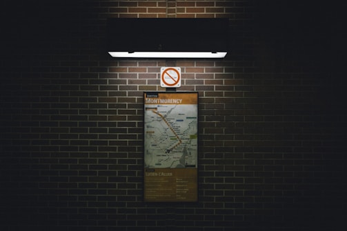wall signage with light turned-on
