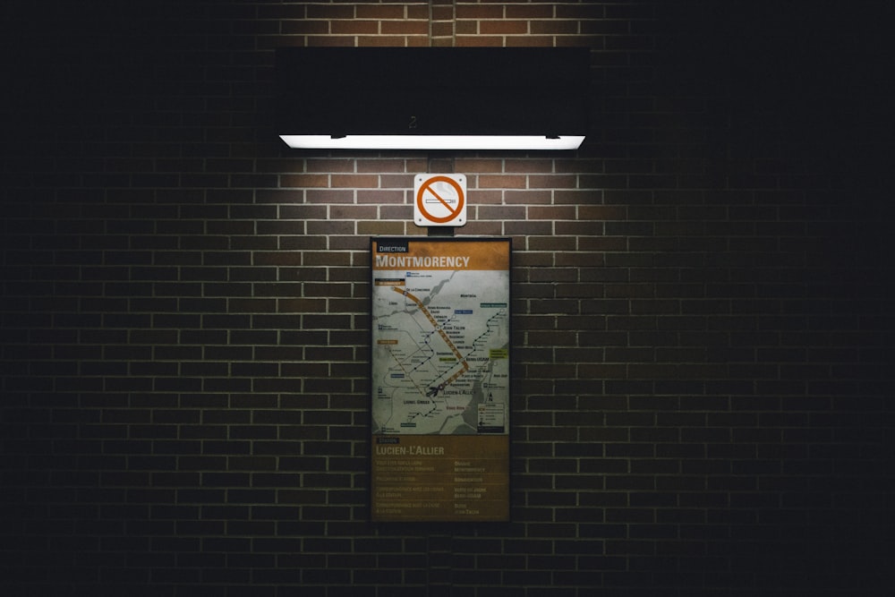wall signage with light turned-on